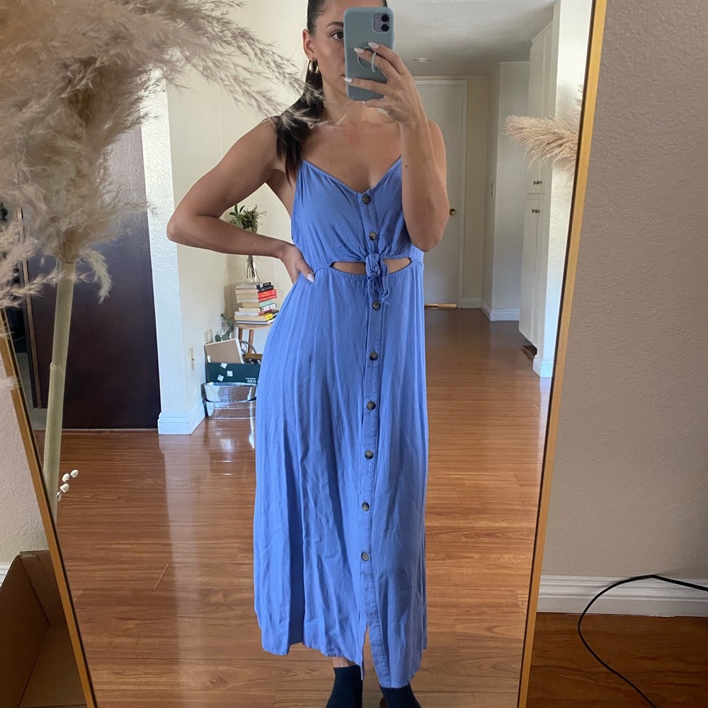 Blue button up dress